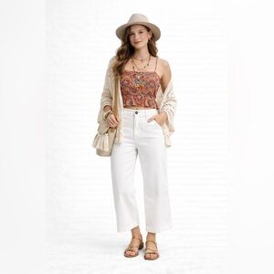 Madewell $138 The  Emmett Wide-Leg Crop Jean: Welt Pocket‎ Size 33 NP376 White